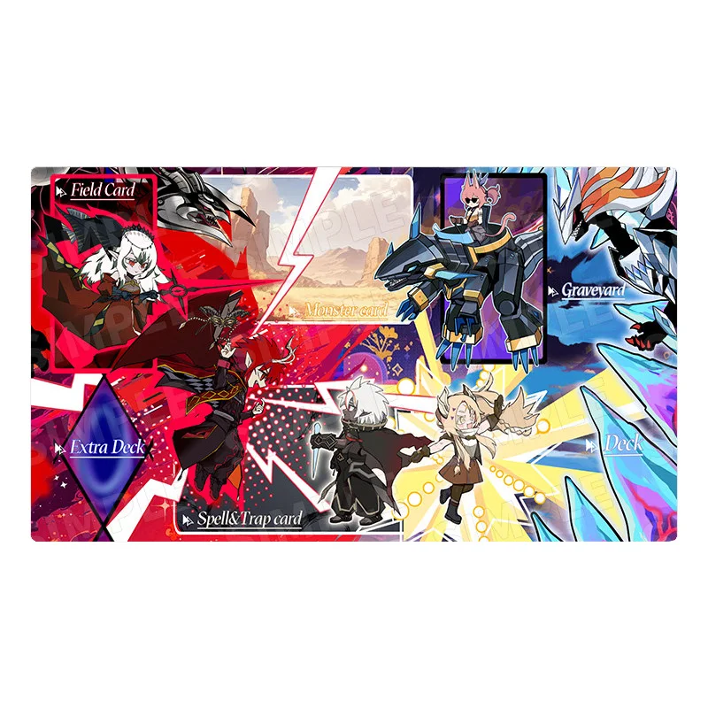 

600X350X2Mm Diy Yu-Gi-Oh! The Fallen The Virtuous Card Battle Mat Single Player Board Game Card Duel Plate Battle Mat Gift Toys
