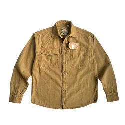 100% cotton spring and autumn coarse canvas washed overalls shirt coat men's long sleeve solid color lapel casual shirt