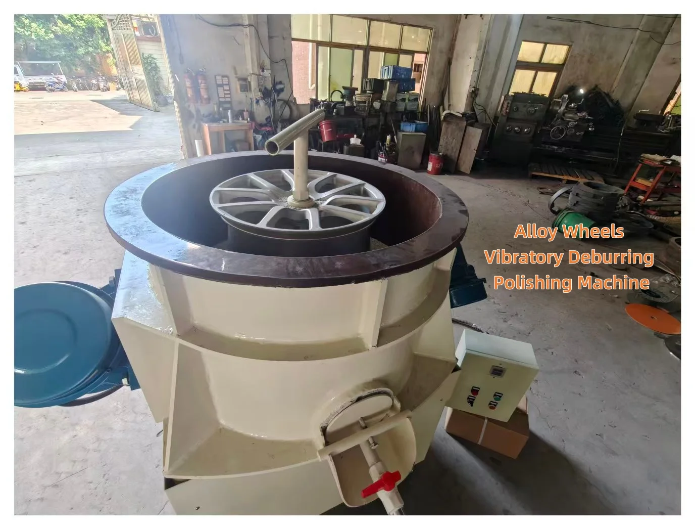 21/24/30 Inch Wheel Vibratory Polishing Machine for Hub Rim Grinding Metal Polishing with PLC Core Components High Productivity