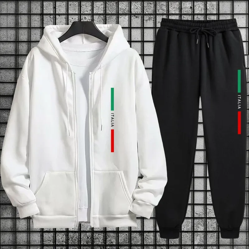 Hoodies Autumn Winter Men Sweatshirts Fashion Daily Men's Tracksuit Single Piece Sports Pants and Sportswear Zip Up Top Cardigan