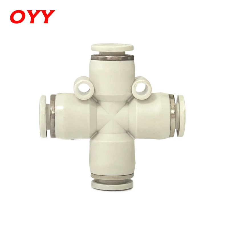 10PCS Pneumatic Fitting Four-way PZA Cross Plastic Quick Insert 4/6/8/10/12mm PU Trachea Connector White