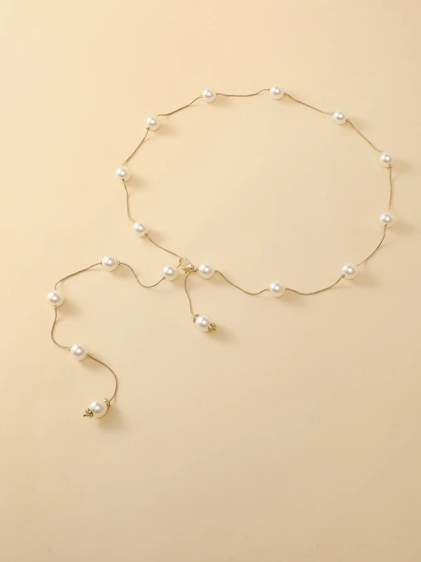 Faux Pearl Decor Chain Belt