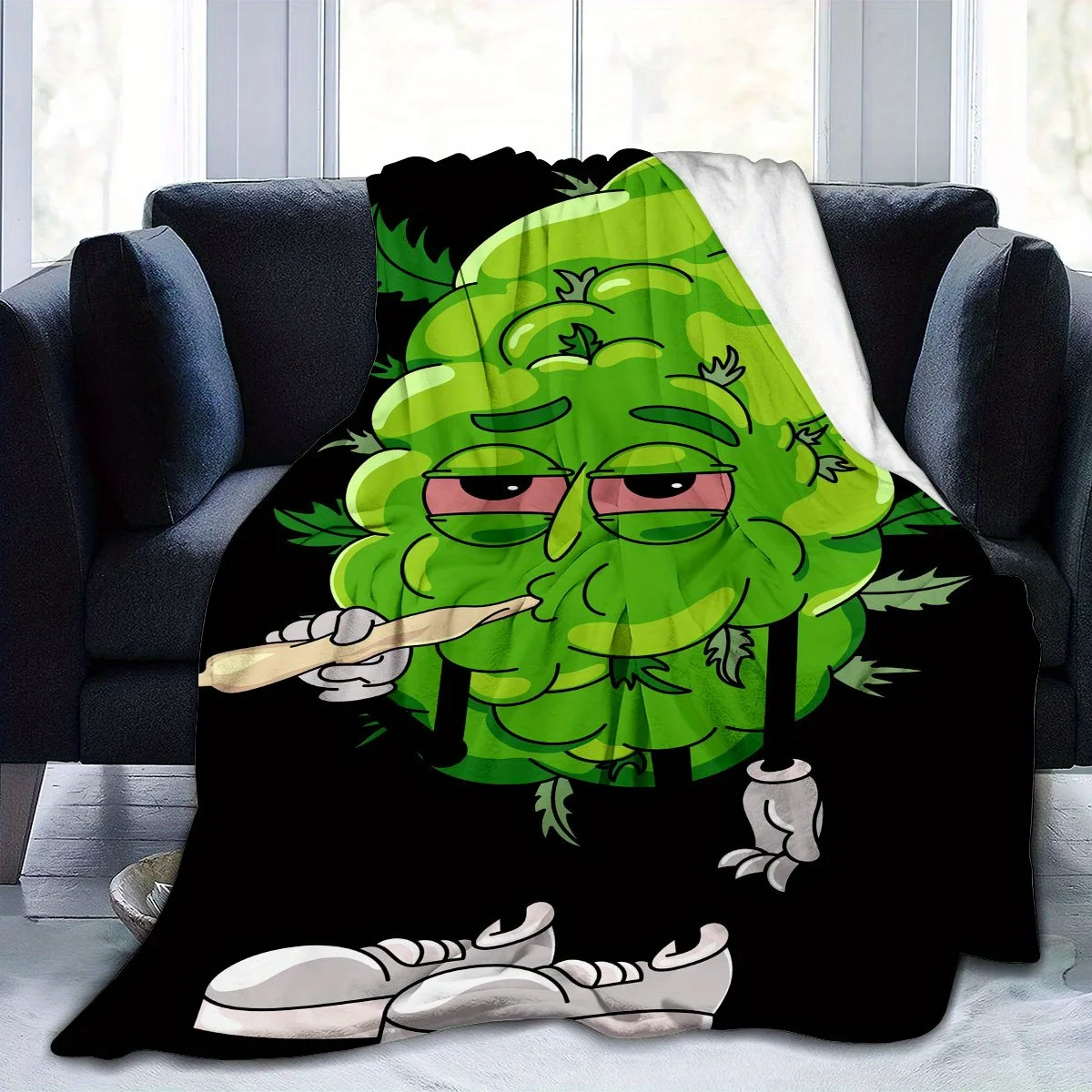 بطانية فلانيل بنمط نباتي غريب - ناعمة ودافئة، مناسبة للأريكة والسرير والكرسي والتخييم كهدية للعطلات للأولاد #3