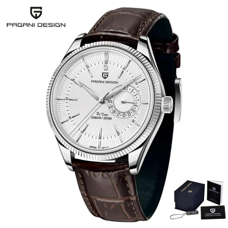 PAGANI DESIGN PD-1689 mall Second Subdial, Sunburst Dial, Genuine Leather Strap, Business Dress Waterproof Wristwatch