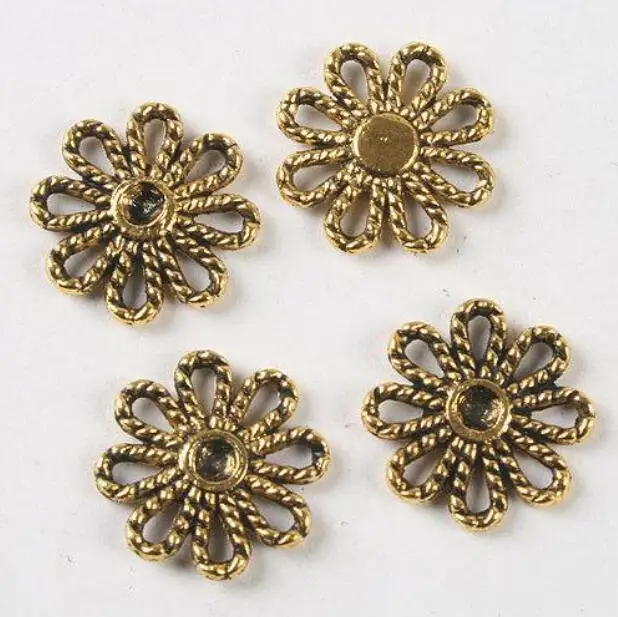 

30pcs 13mm Tibetan Silver Dark Gold copper tone daisy flower charms findings H1918