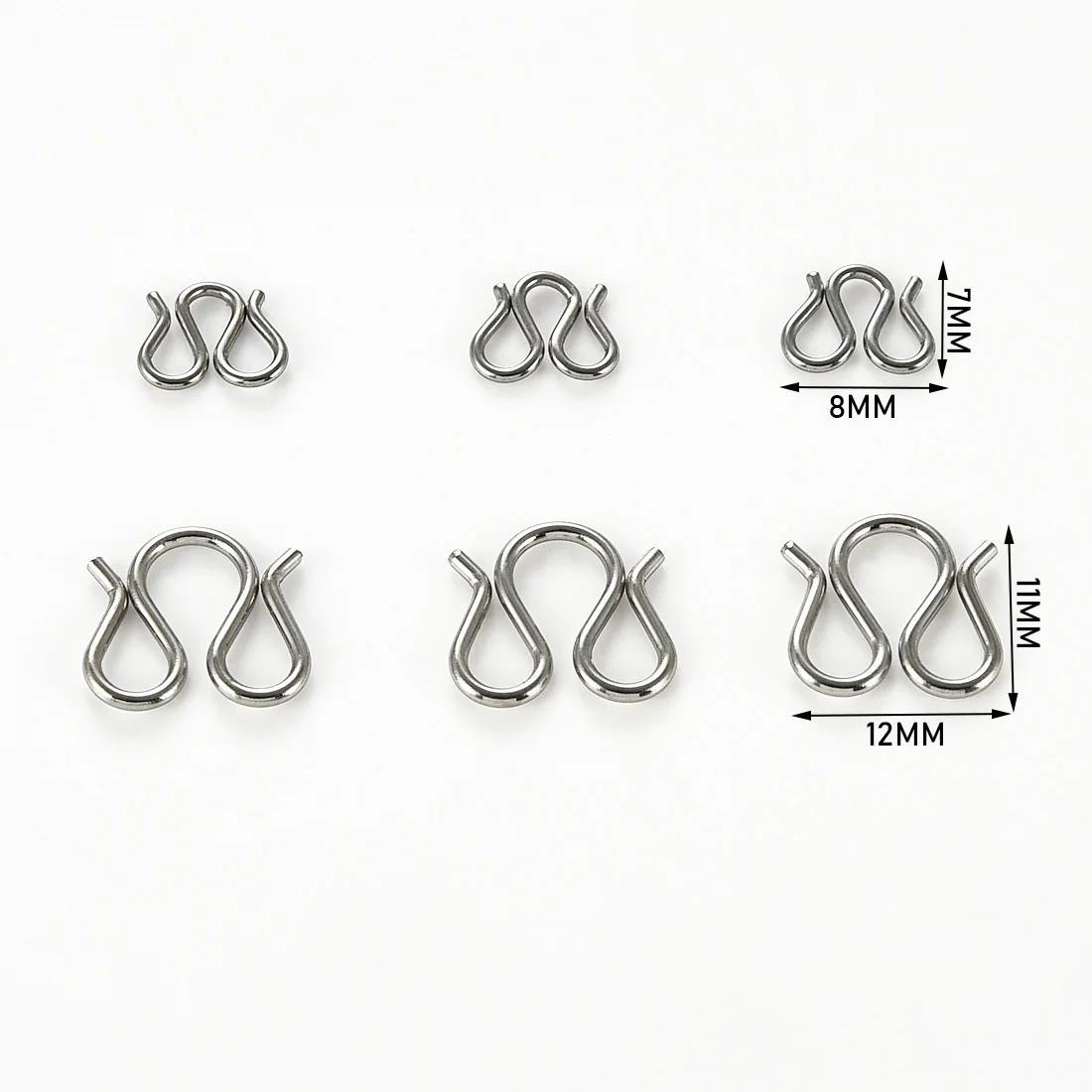 20/50Pcs Stainless Steel M Hook Eye Clasp W Shape Small Open Hooks Chain Connector Bracelet Necklace DIY Jewelry Making Supplies
