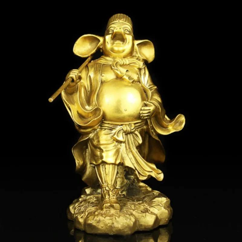 Antique brass canopy marshal pigsy Zhu Bajie statue ornament zodiac pig home and office decoration crafts
