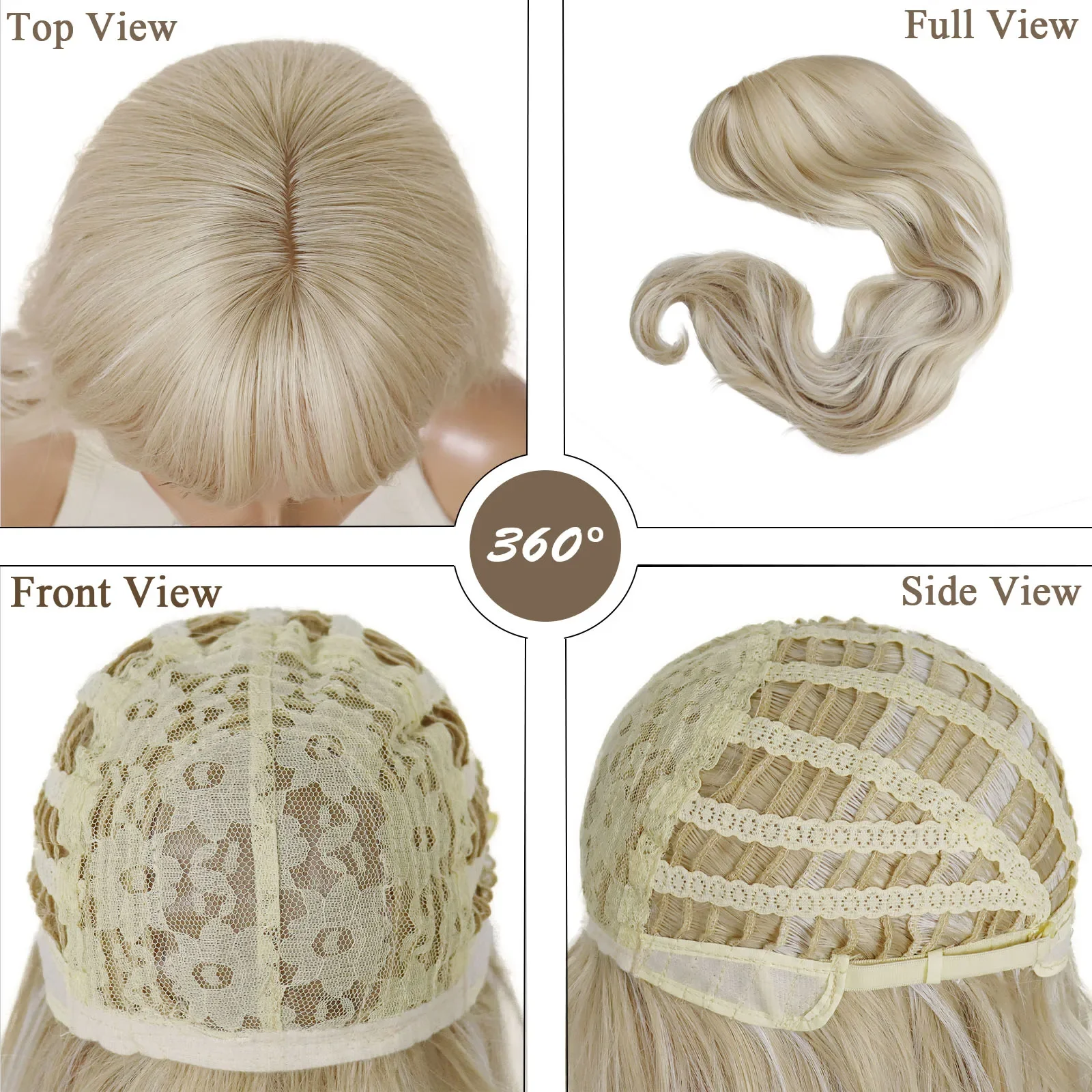 Syntetyczna blond peruka z grzywką dla kobiet, długa kręcona falowana peruka odporna na ciepło dla dziewcząt, do codziennego użytku, na imprezy, Halloween, cosplay