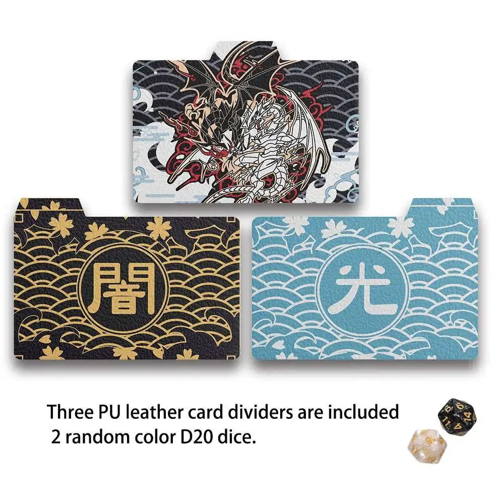 Card Box 100 + Side Insert Magnetic Drawer Box PU High Quality Leather,Comes 3pieces Of Leather Divider Cards,2random Color Dice