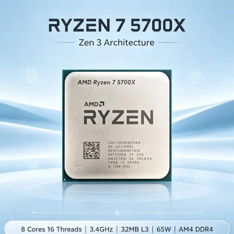 Ryzen 7 5700X AMD 8‑Core 16‑Thread Processor 7NM 3.4GHz 32M L3 65W Socket AM4 DDR4 Without Fan No Stock Fan
