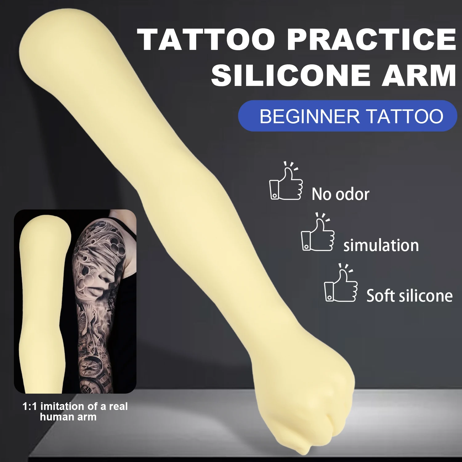 

KVM 3D Tattoo Training Поддельная рука Практика Рука Гибкая легко окрашиваемая модель руки для татуировки Рука-початковщика Силиконовый манекен