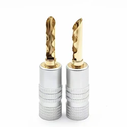 4PCS Banana Plug 24K Gold Plated Copper BFA 4mm Banana Connector Male Speaker Plug