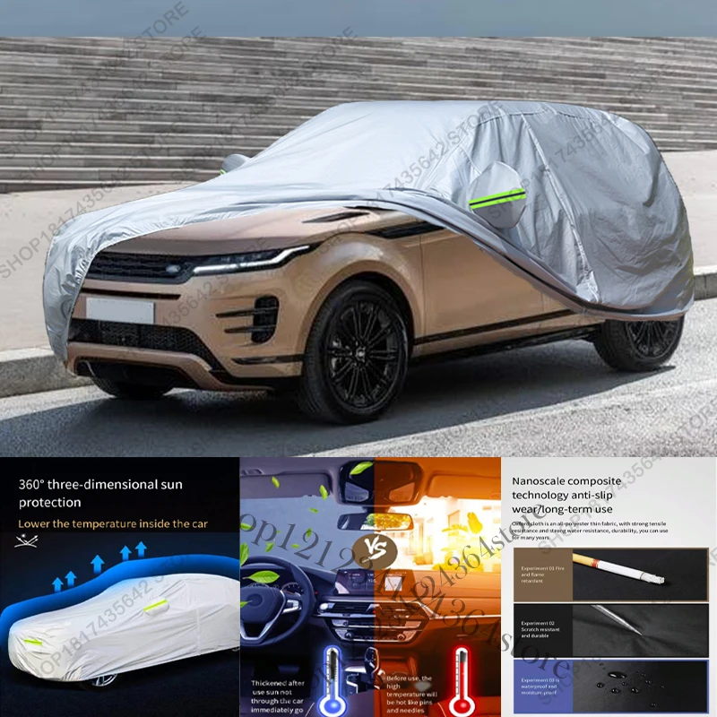 Volledige autohoes compatibel met Range Rover Evoque 2019-2025 L551, geschikt voor alle weersomstandigheden, zon, regen, UV, stofdicht, bescherming voor buiten en binnen.