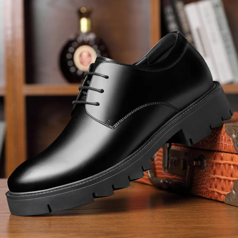 Men Dress Shoes Elevator Shoes Platform High Heels Height Increase Business Casual Man Heightening Shoes 10 8CM Moccasins Taller