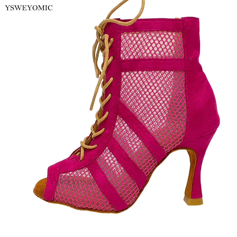 Pink Color Latin Ballroom Dancing Booties Unique style High Quality Made Soft Insole Women Latin Dance Shoes 2023 Dance Booties