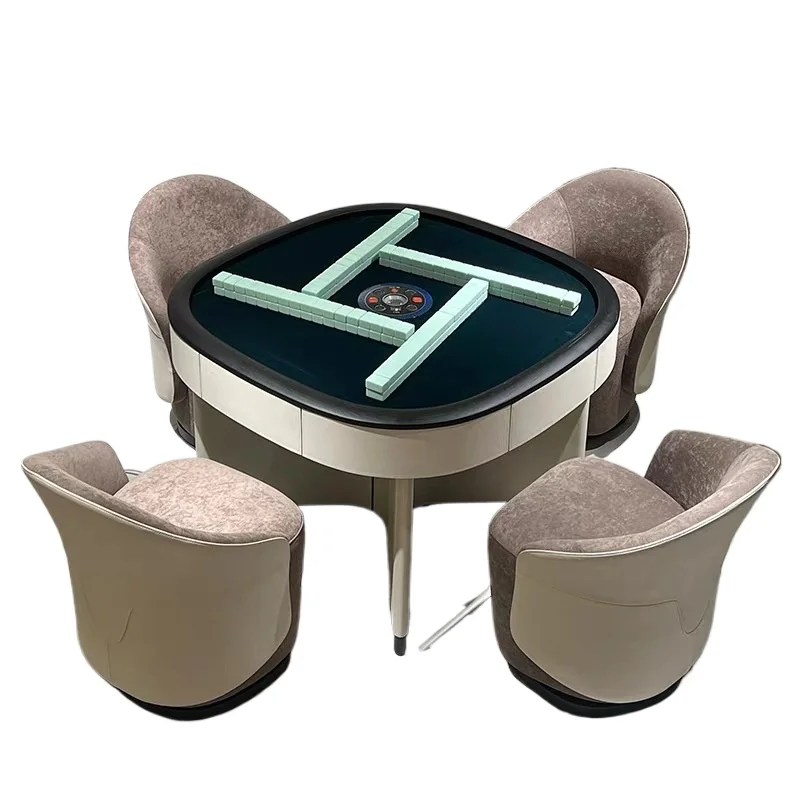 Light luxury automatic household mahjong table chess and card multi-function silent, leather mahjong machine