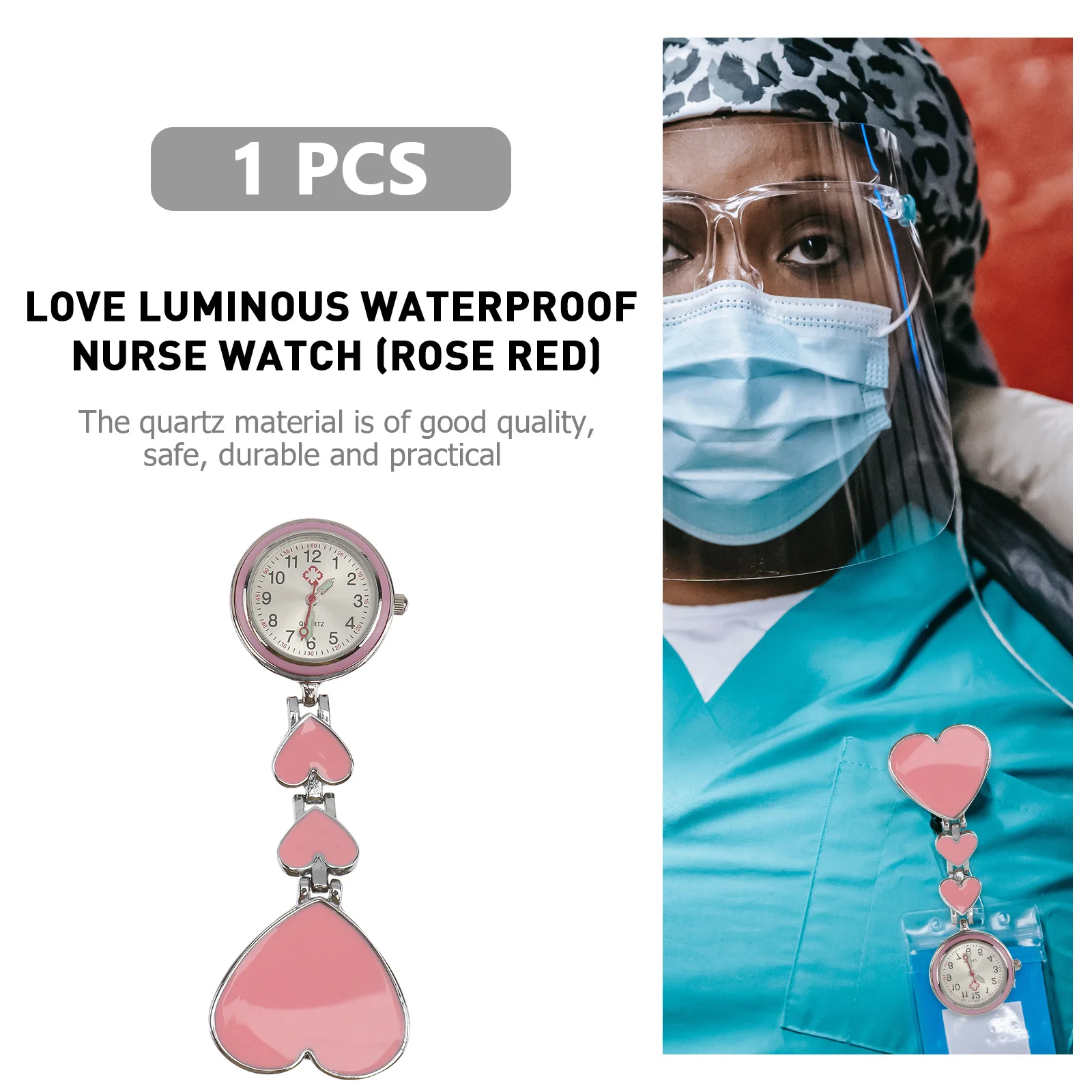 

1pc Waterproof Nurse Watch Nursing Pocket Timepiece Durable Fob Hanging Shift Work Medical Gift Practical Safe Smooth Texture
