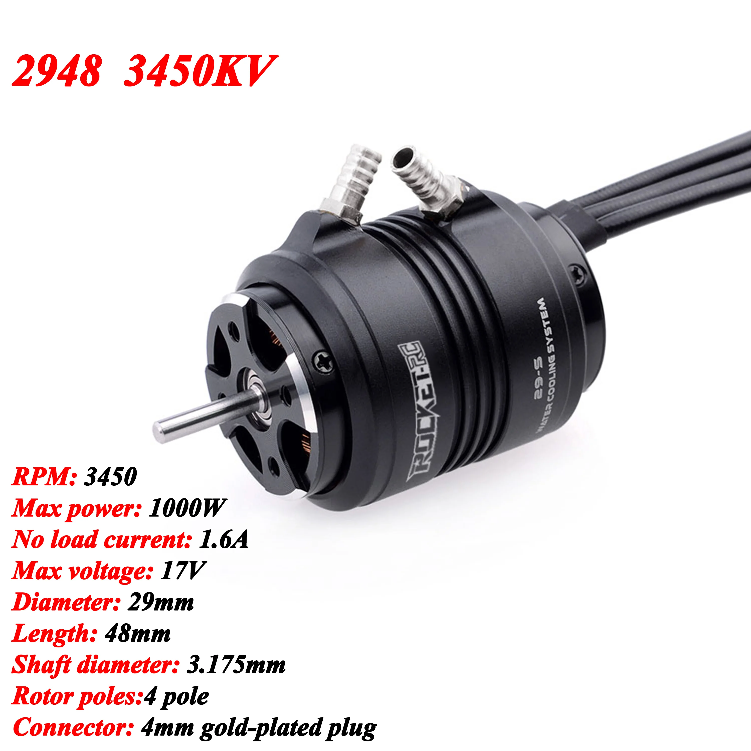 Rocket-RC 2948 3000KV 3450KV 4800KV Waterdichte borstelloze motor 3,175 mm waterkoeling jas voor 600-800 mm RC boot Feilun FT011