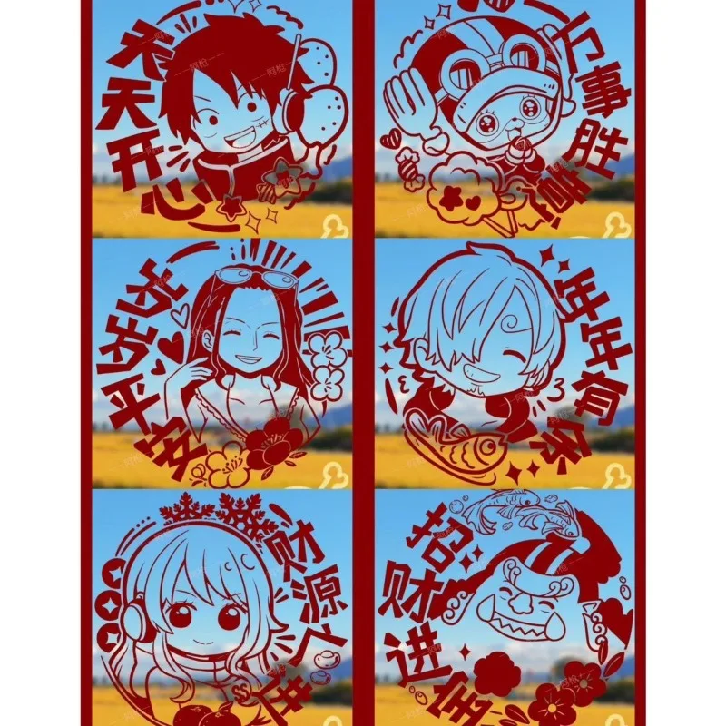 

One Piece Creative Cute Cartoon Animation Spring Festival Window Decoration Sticker Glass Kawaii Home Festive Decoration Gift
