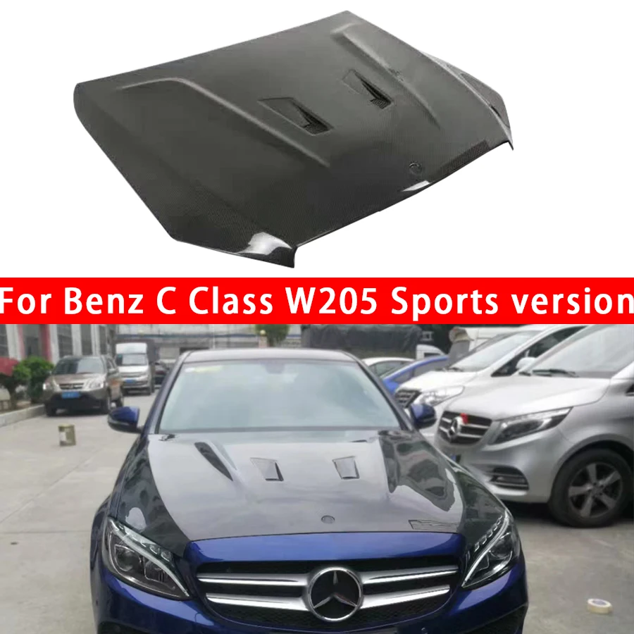 For Mercedes Benz C Class W205 C200 C260 C300 Sports Carbon Fiber Hood Engine Cover Hood Car Headliner Hood Cover body kit