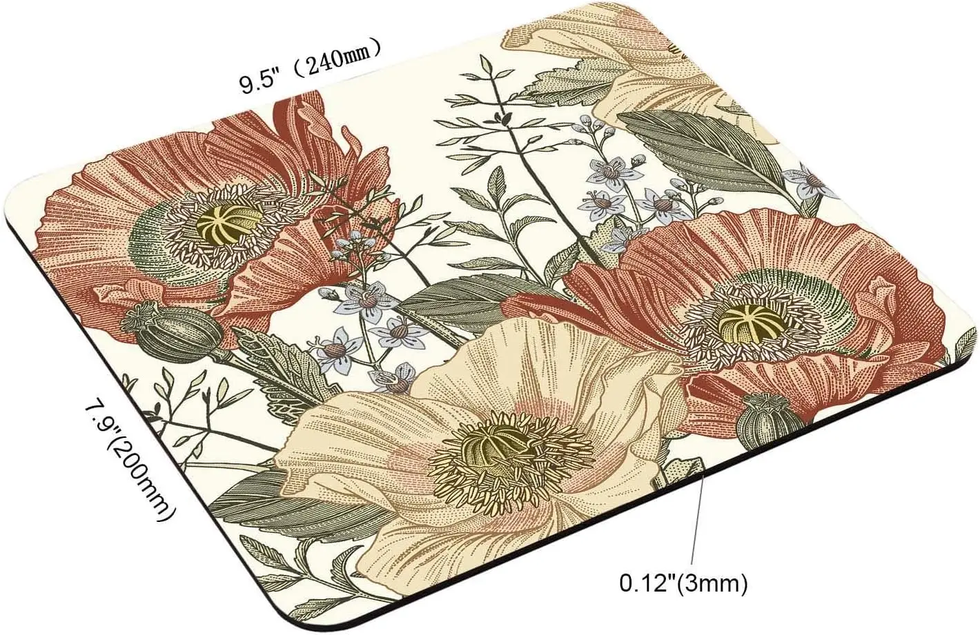 Mouse pad custom Mouse pad 1pc Vintage Flowers Mousepad - Aesthetic Floral Office Decor for Women, Desk Accessories, Retro Gift