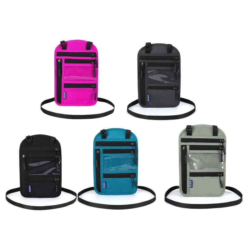 Portafoglio da collo 20CB con porta passaporto antifurto per donna uomo mantieni i documenti in contanti sicuri custodia da viaggio facile da nascondere