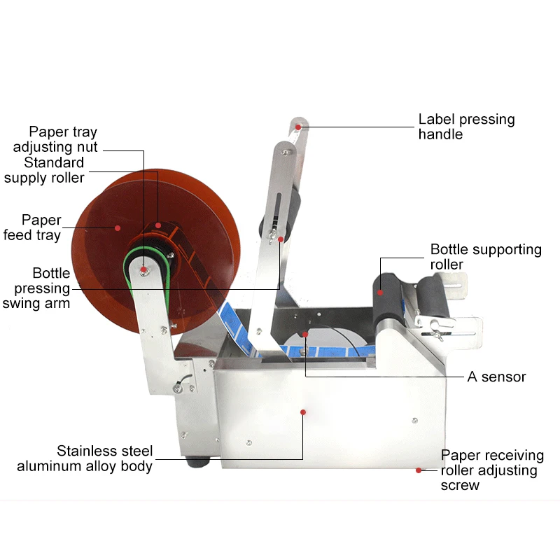 High Quality Semi-automatic Double-side Tabletop Hand Press Adhesive Label Round Bottle Jar Beverage Glass Labeling Machine