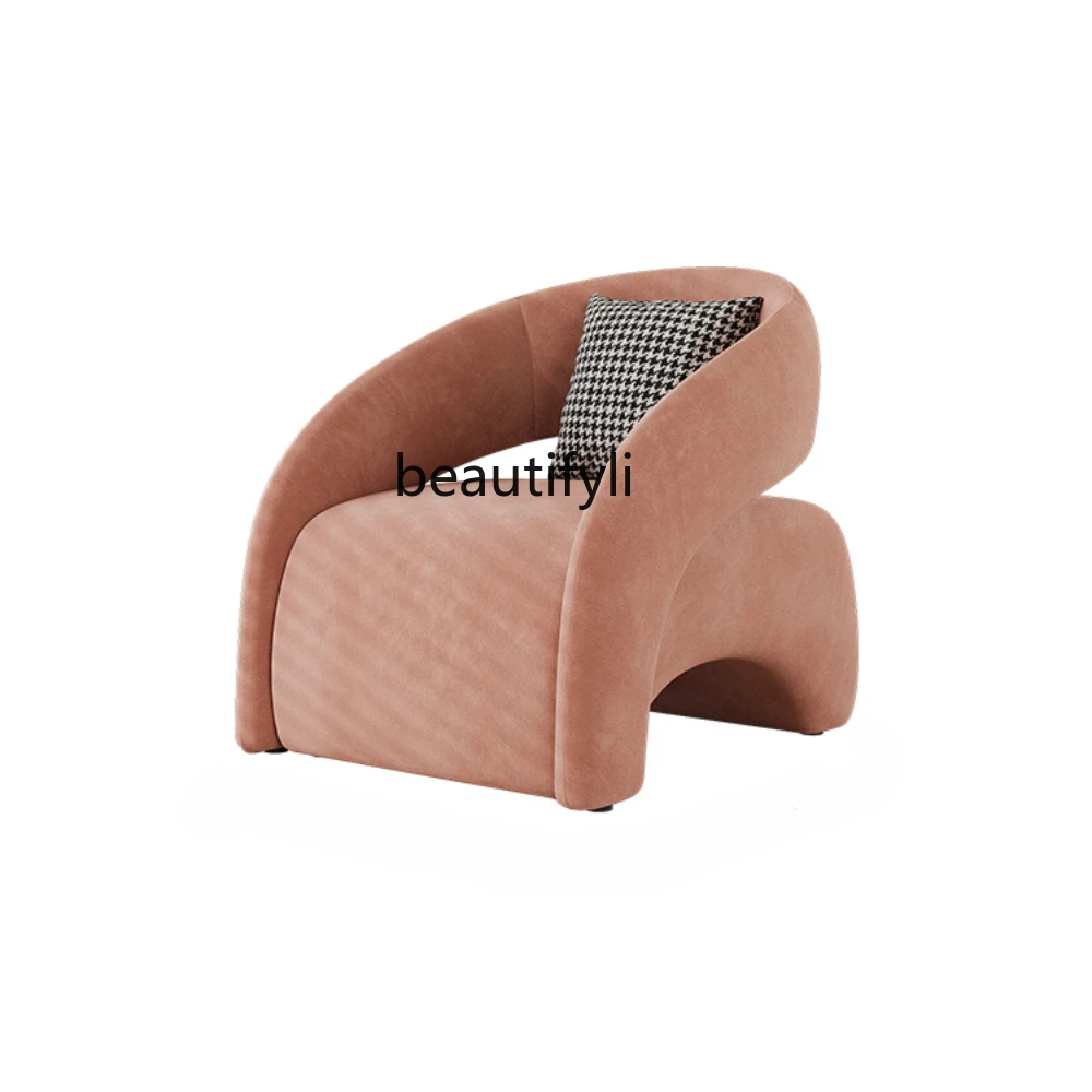 

French Cream Style Single Sofa Chair Nordic Living Room Lazy Sofa Chair