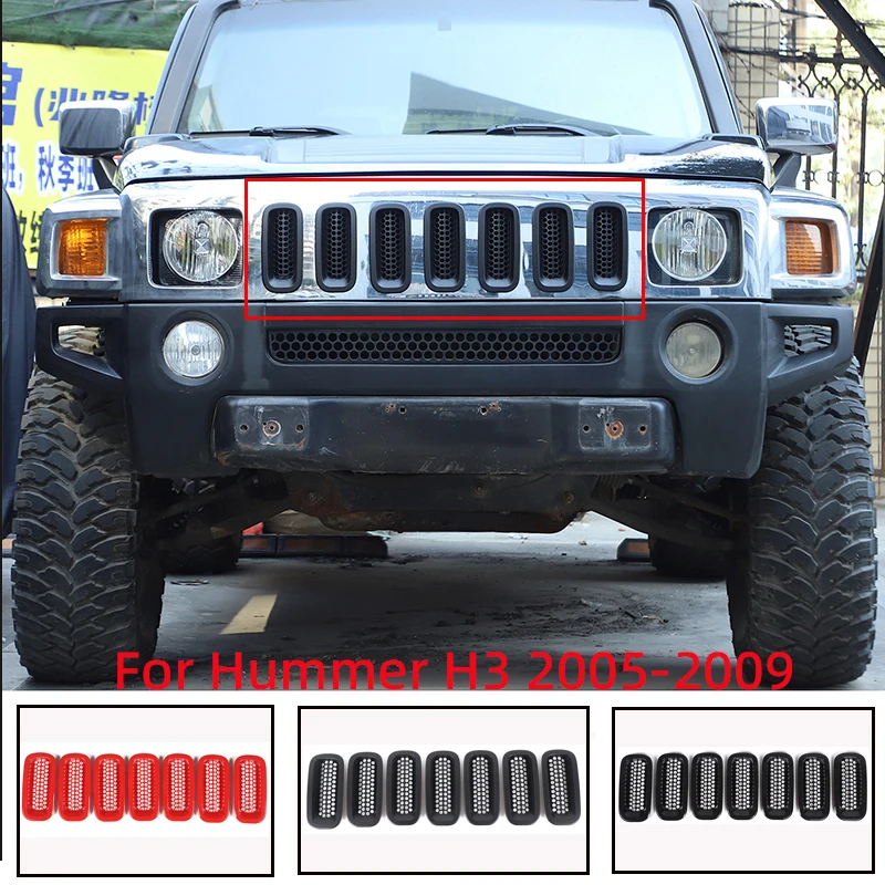 ABS Car Front Grille Protective Cover, Insect-Proof Mesh Cover for Hummer H3 2005-2009 Car Front Grille Styling Accessories