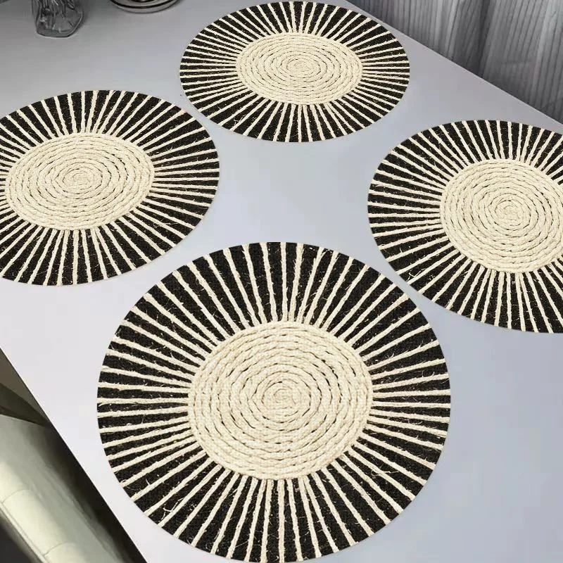 VIKAMA Retro Oil Painting Flower Clock Linen Placemats, Heat Resistant Washable Table Mat for Dining Table Kitchen Decor
