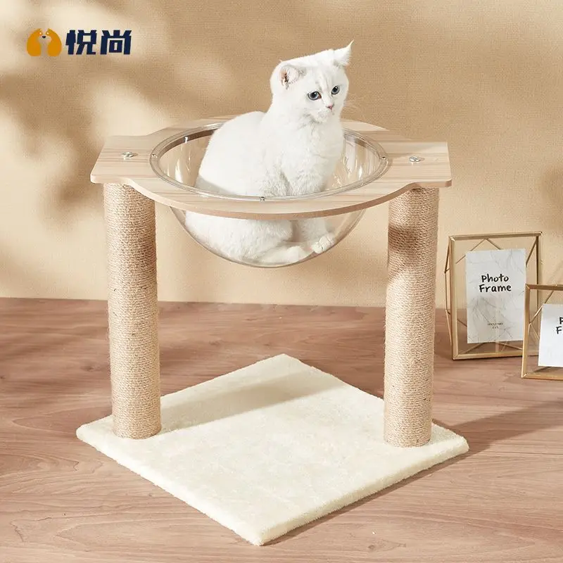 2026 New Cat Scratching Post Climbing Frame, Sisal Tree with Toys Fish, Kitten Playground, Pet Furniture Supplies