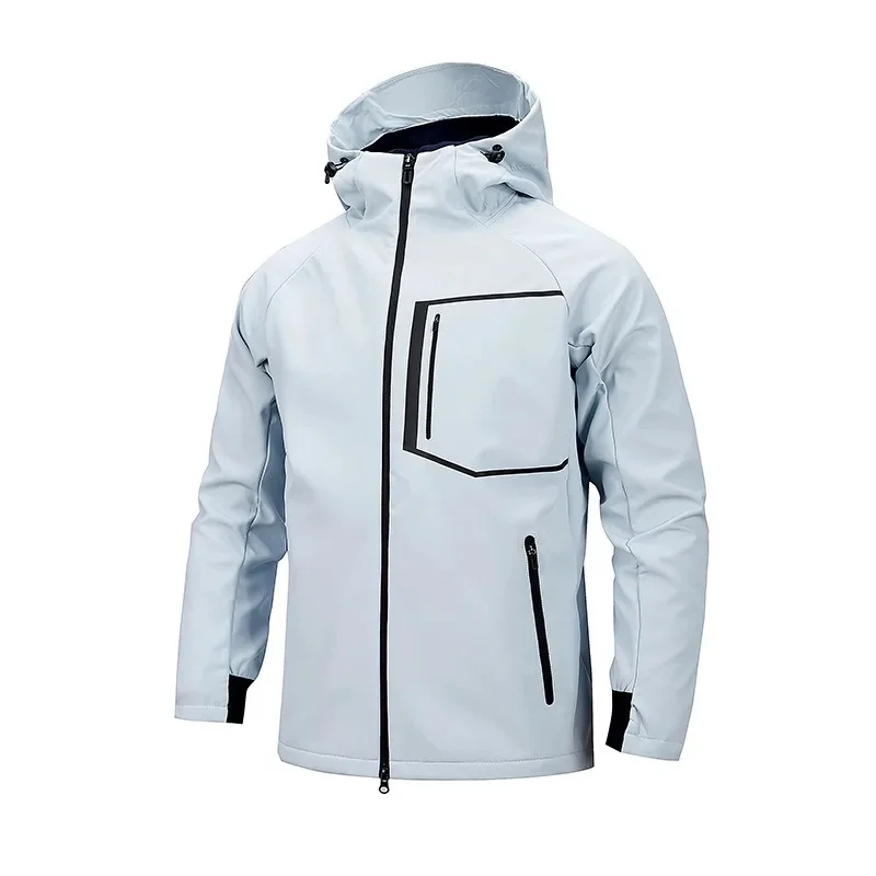 Men's Soft Shell Assault Jacket Outdoor Windproof Mountain Climbing, Camping Water Leisure Jacket with Thin Fleece Hooded Jacket
