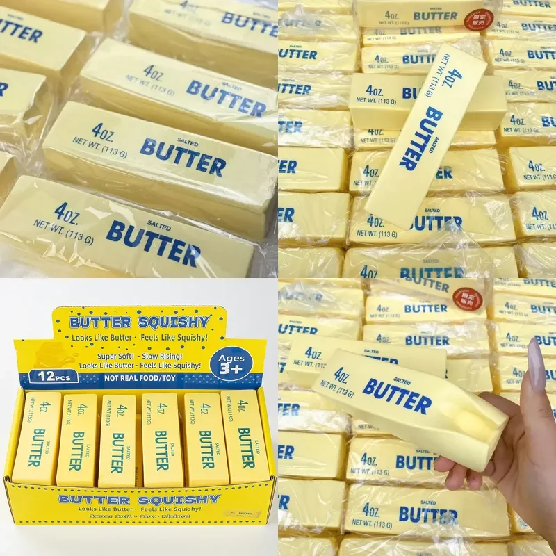 Butter Stick Squishy Stress Ball Fidget Toy Crunchy Squeeze Toy Round Blocks Filled ASMR Anti Stress Release Hand Relax Gift D