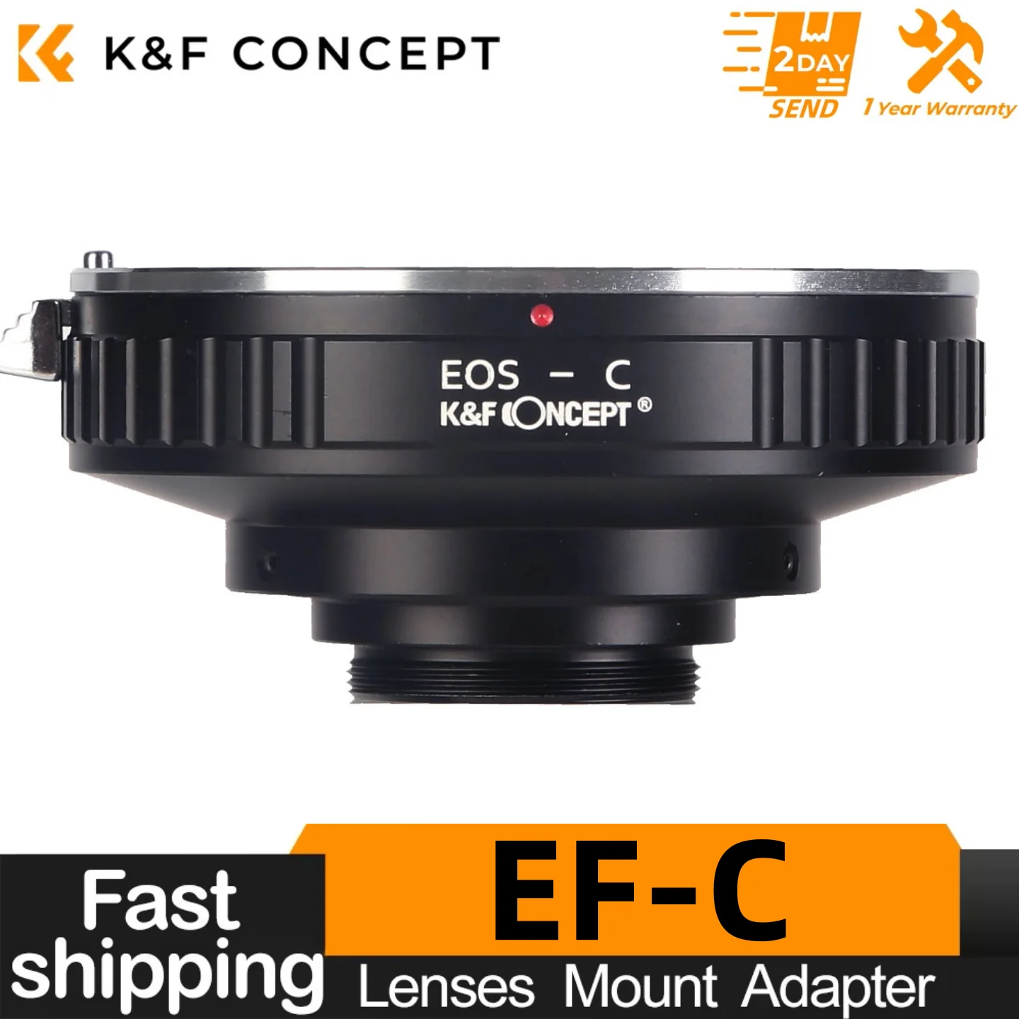 

K&F Concept EF-C Camera Lens Adapter for Canon EOS EF EF-S Mount Lenses to C Mount Cinema CCTV Camera Body & Camcorder