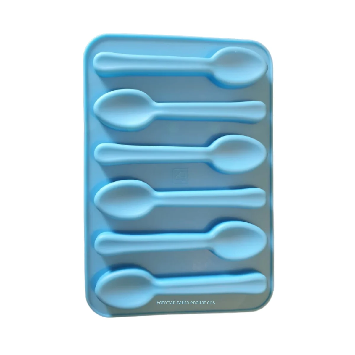 Silicone Shape with 6 Cavities Spoons Small Confectionery Biscuit Blue