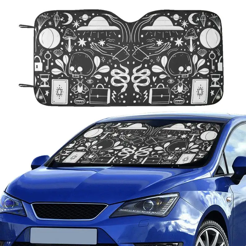 

Boho minimal witch element car windshield sunshade mysterious witch gothic window sun protection cute auto accessories