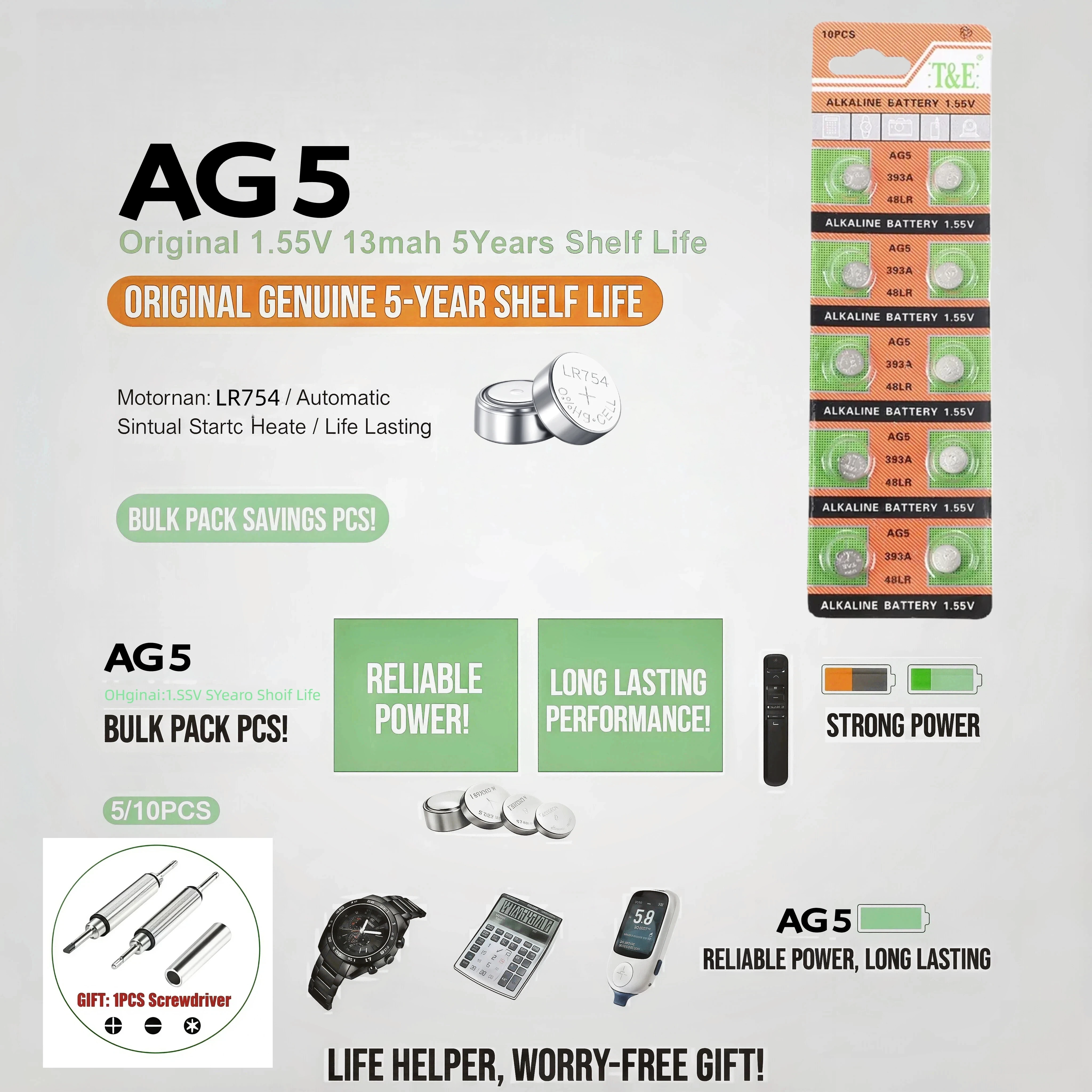 

AG5 393A 48LR 1.55V Button Battery For Watch Toys Remote Cell Coin Batteries