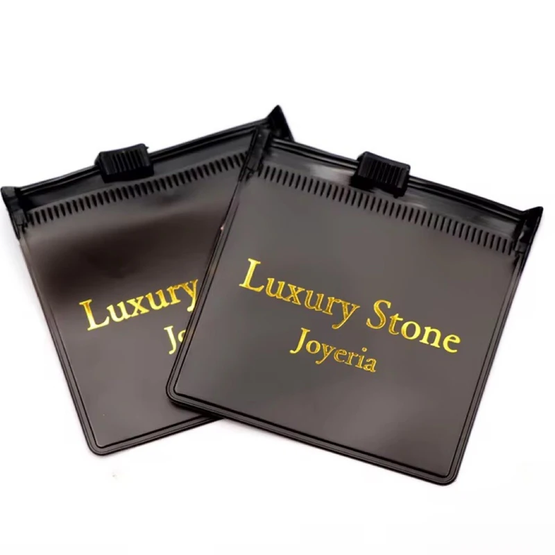 100pcs Matt Black Custom Logo Jewelry Frosted Zipper Bag Ring Earring Bracelet Packaging EVA Plastic Storage Pouch