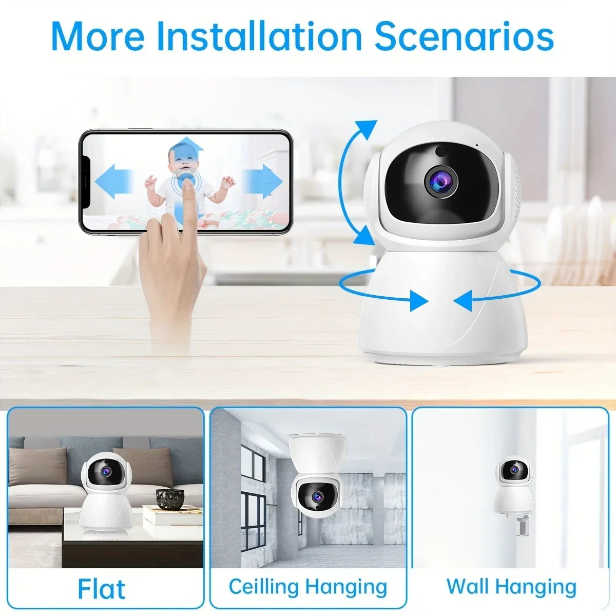 Imagem -05 - Câmera de Vigilância sem Fio Fhd Wifi Smart Auto Tracking Cctv Security Protection Baby Monitor com Google Alexa Ptz ip