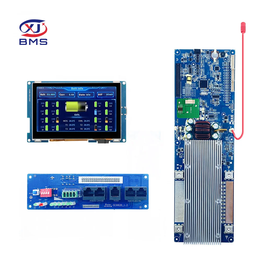 XJ Smart BMS Lifepo4 LFP Li-Ion NMC 7S 8S To 15S 16S 24V 48V 100A 150A 200A Battery Management Systems For Solar Energy Storage