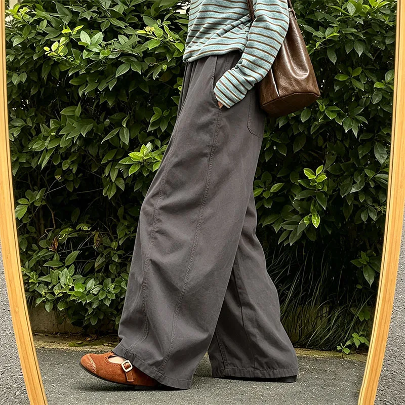 Japanese Style Baggy Machete Pants Women Retro Literary Streetwear Wide Leg Pants Female Spring Autumn Loose Casual Trousers image 2