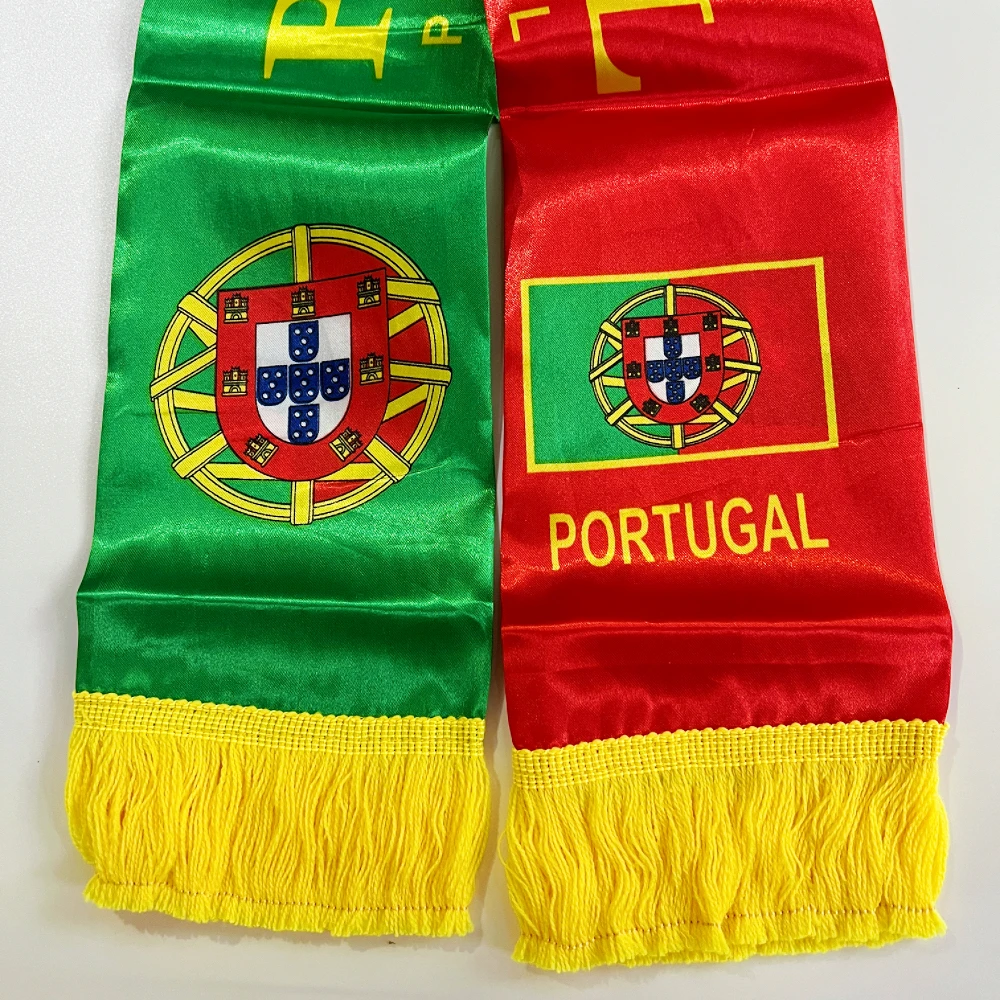 Portugal flag scarf14x130cm double-sided printed polyester polyester fabric football fans Portugal scarf flag banner
