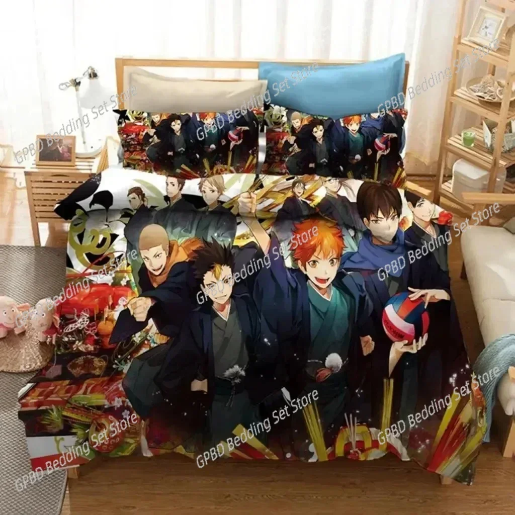 

New Anime Print Haikyuu Bedding Set Single Twin Double Queen King Cal King Size Bed Linen Set
