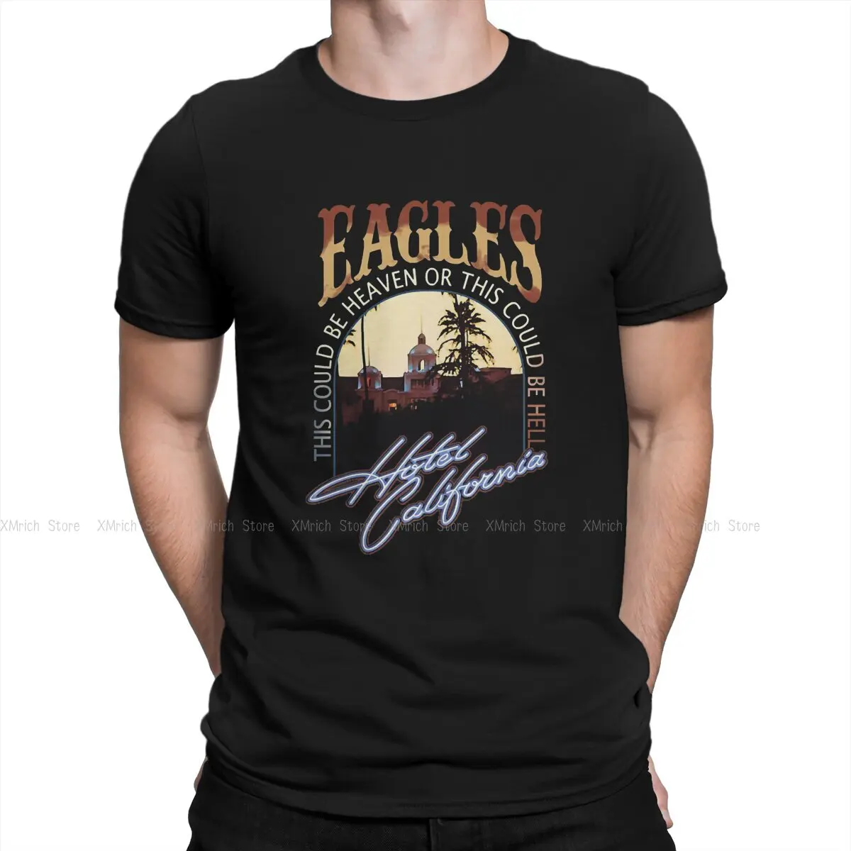 Men's Band Music T Shirt E-Eagles Band Rock 100% Cotton Clothing Novelty Short Sleeve O Neck Tees Party T-Shirt