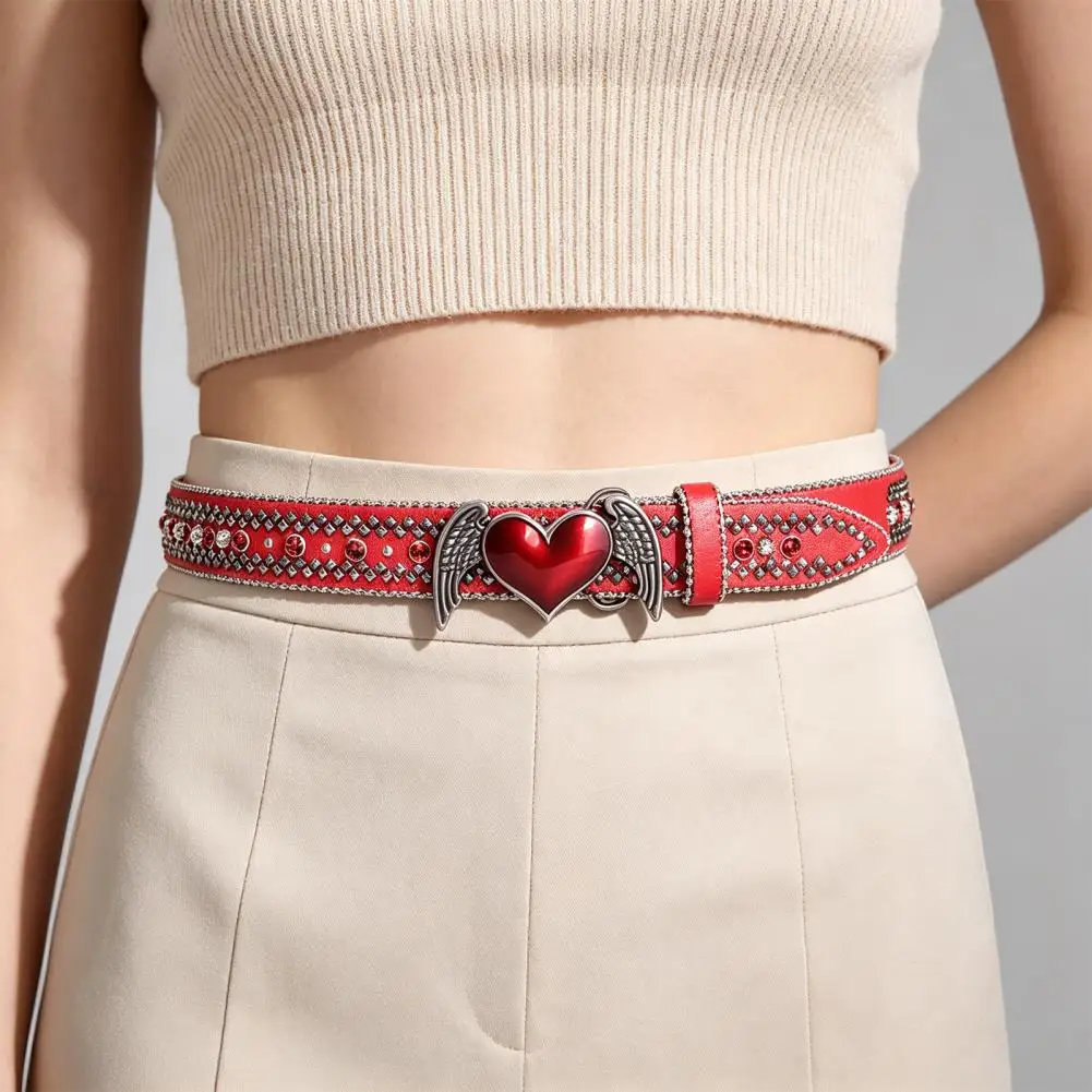 Multi-color Rhinestone Belt,Vintage PU Leather Punk Belt,Millennial Fashion Belt for Jeans Dresses,Hip Hop Accessories