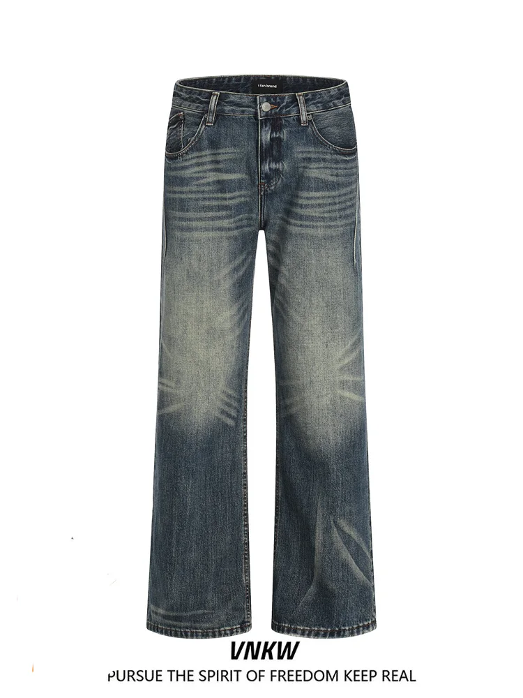 

Waed Vintage Jeans High Street American Sle Men Women Trendy Straight Leg Micro Flare Long Trousers Casual Cotton