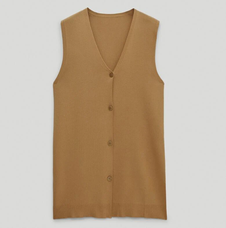 

Весна-лето 2024, женский длинный вязаный открытый кардиган, жилет Svel, модный уличный жилет, тонкий, средней длины, чистый цвет