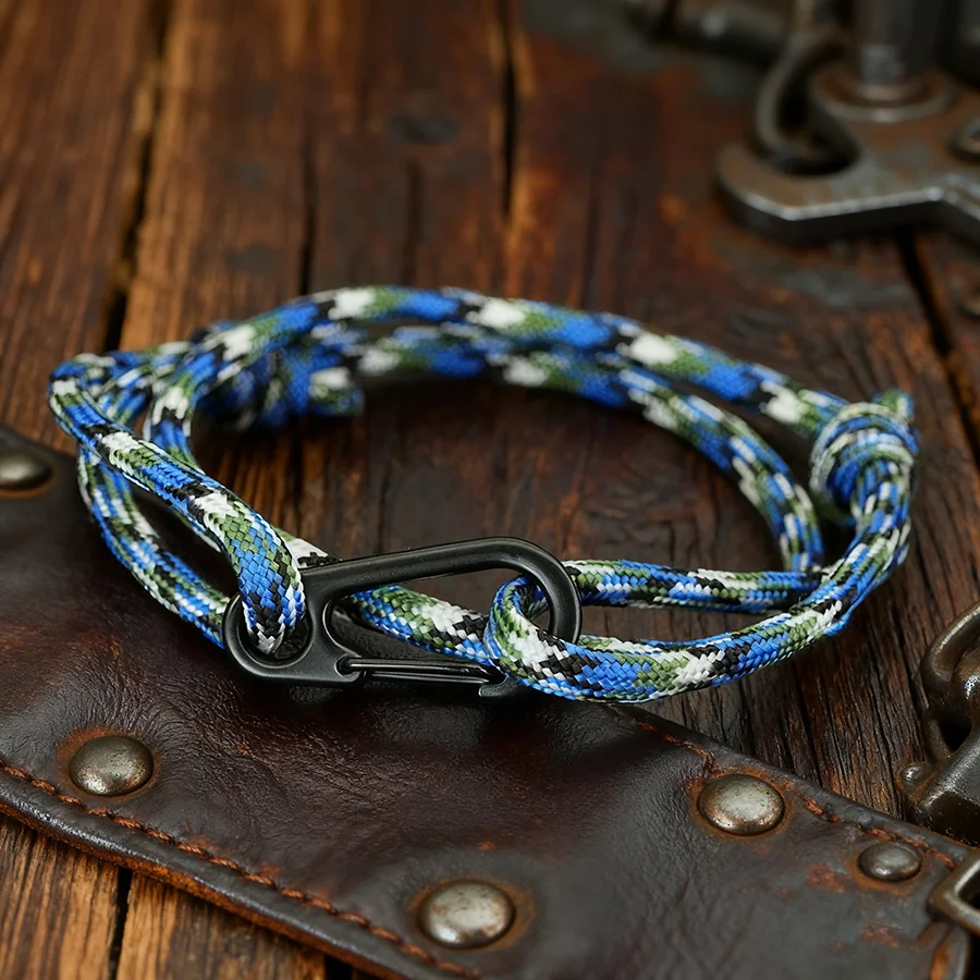 New Paracord Weaven Bracelet Men Handmade Grade A String Adjustable Outdoor Braslet Survival Riding Cool Homme Sports Jewelry view 3