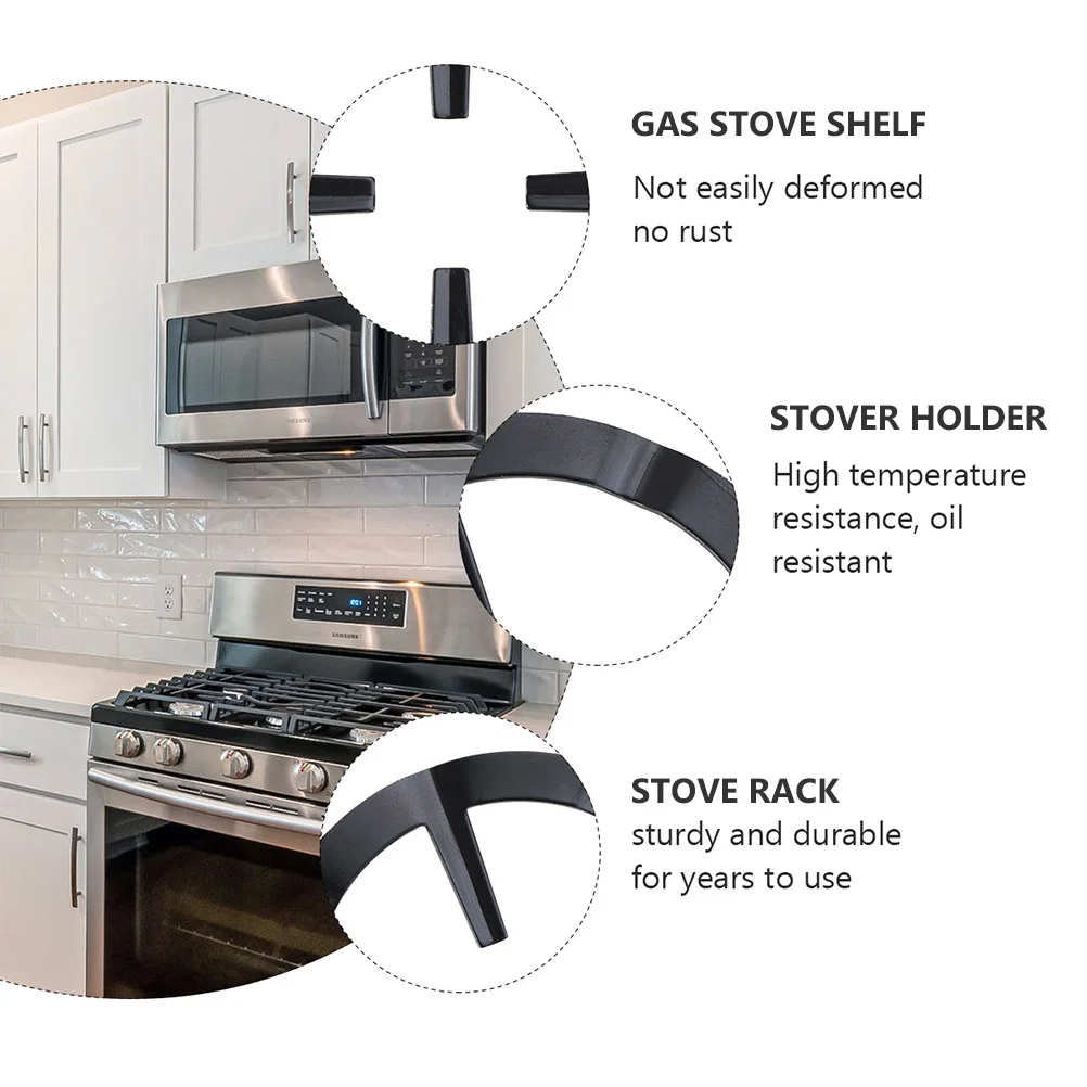 

5Pcs Coffee Pot Holder Gas Stove Rack Black Durable Cast Iron Gas Range Stand for Home Kitchen Stove Accessories