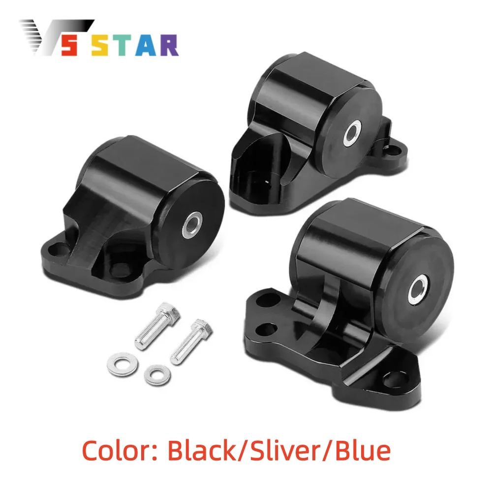 2 Hole Bolt Engine Swap Mounts Kit Black Sliver Blue For 1993-1997 Honda Del Sol EG Chassis 1994-2001 Acura Integra DC2 Chassis
